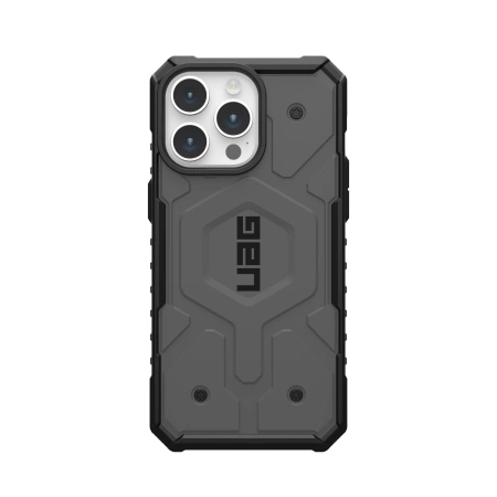 Pouzdro UAG Pathfinder MagSafe pro iPhone 15 Pro Max - stříbrné