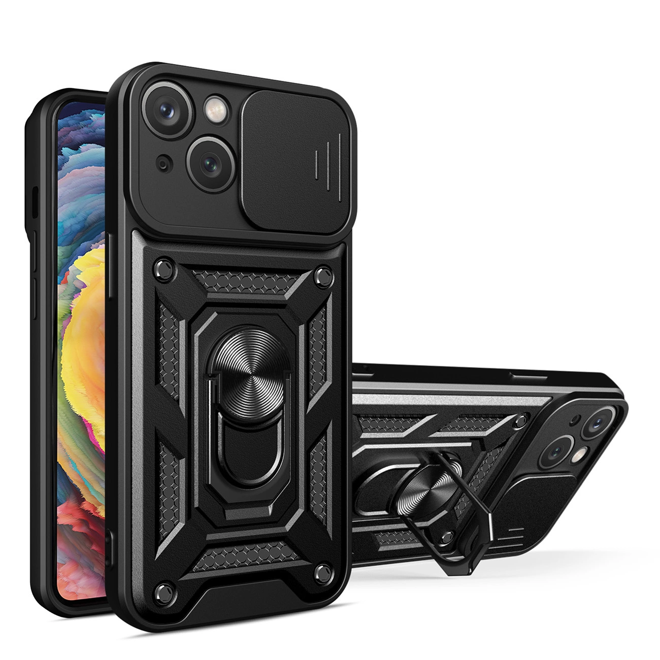 Hurtel Hybrid Armor Camshield pouzdro Realme 10 Pro+ obrněné pouzdro s krytem fotoaparátu černé