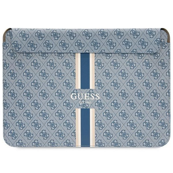 Pouzdro na notebook Guess 4G s potiskem pruhů pro 14" notebook - modré