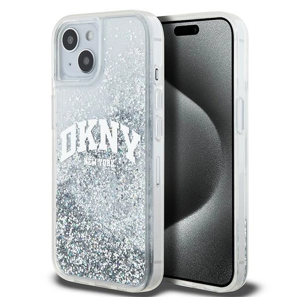 Pouzdro DKNY Liquid Glitter Big Logo pro iPhone 15 / 14 / 13 - bílé