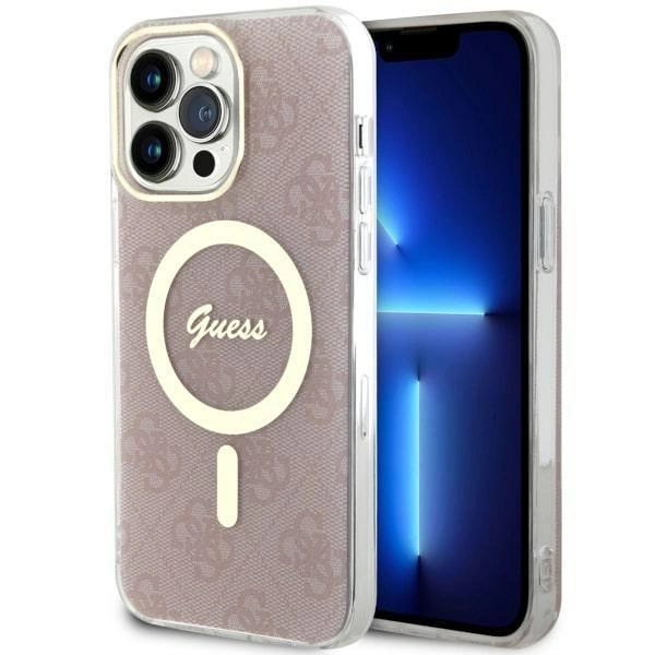 Pouzdro Guess 4G MagSafe pro iPhone 14 Pro Max - růžové