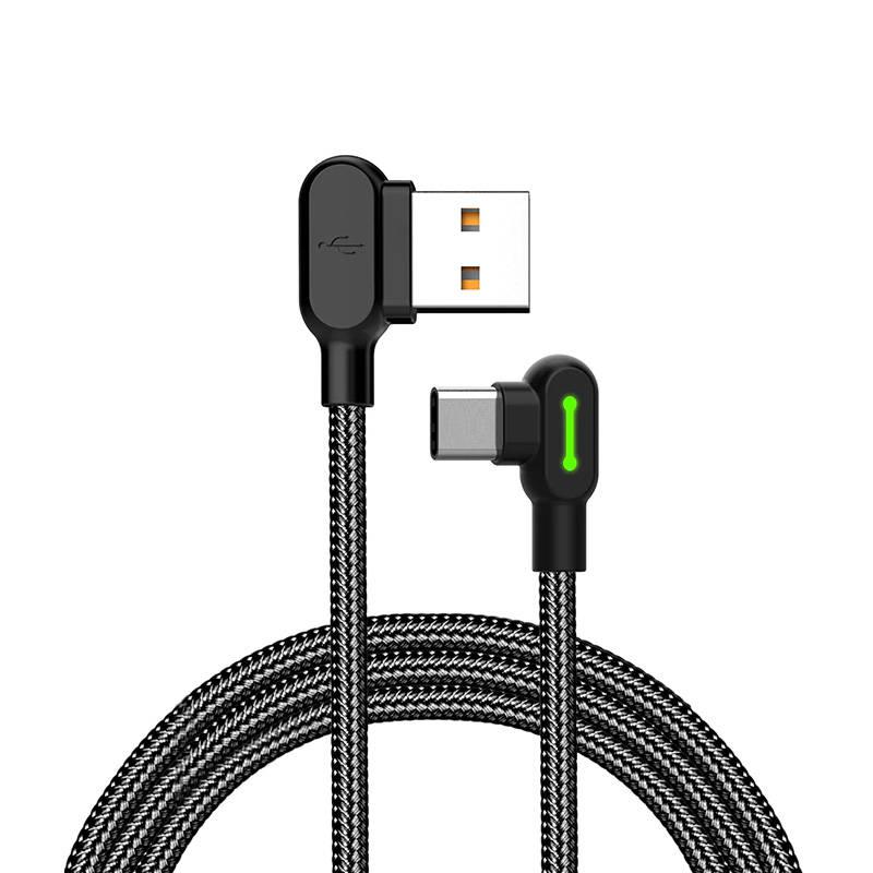 Úhlový kabel USB-C Mcdodo CA-5280 LED, 1,2 m (černý)