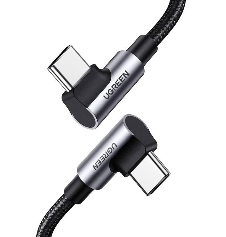 Kabel USB-C na USB-C, úhlový UGREEN US335, 5A, 100W, 1m (černý)