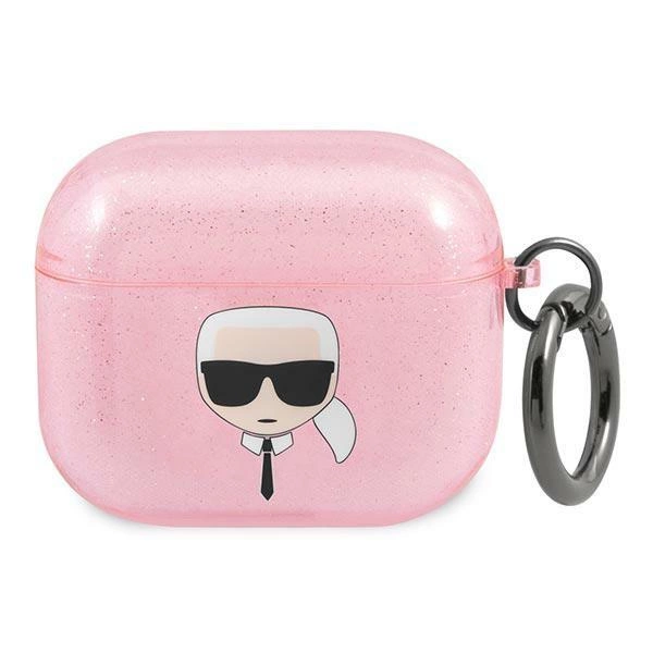 Karl Lagerfeld Glitter Karl's Head pouzdro pro AirPods 3 - růžové