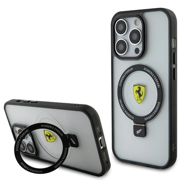 Ferrari Ring Stand 2023 Collection MagSafe pouzdro pro iPhone 15 Pro - čiré