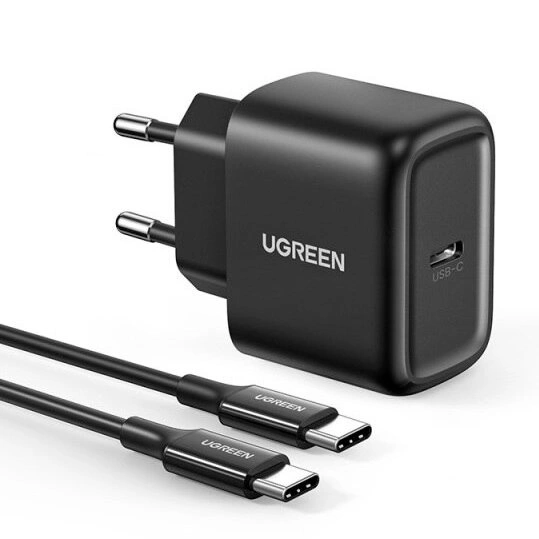 Ugreen Síťová nabíječka USB typu C 25W Power Delivery + kabel USB typu C 2m černý (50581)