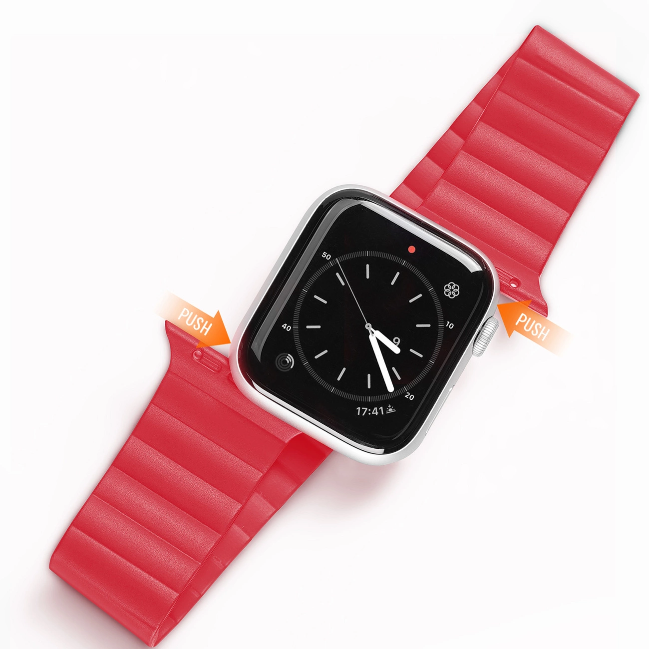 Dux Ducis Magnetický řemínek Apple Watch Ultra náramek magnetický pásek červený (verze s řetízkem)