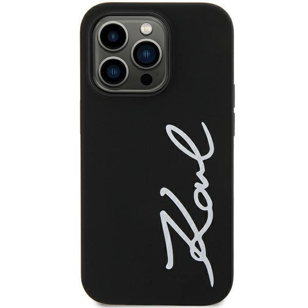 Silikonové pouzdro Karl Lagerfeld Signature pro iPhone 11 / Xr - černé