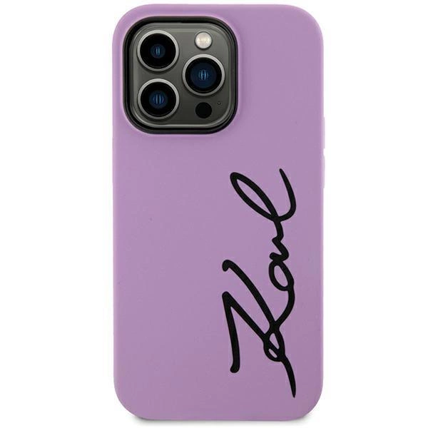 Silikonové pouzdro Karl Lagerfeld Signature pro iPhone 11 / Xr - fialové