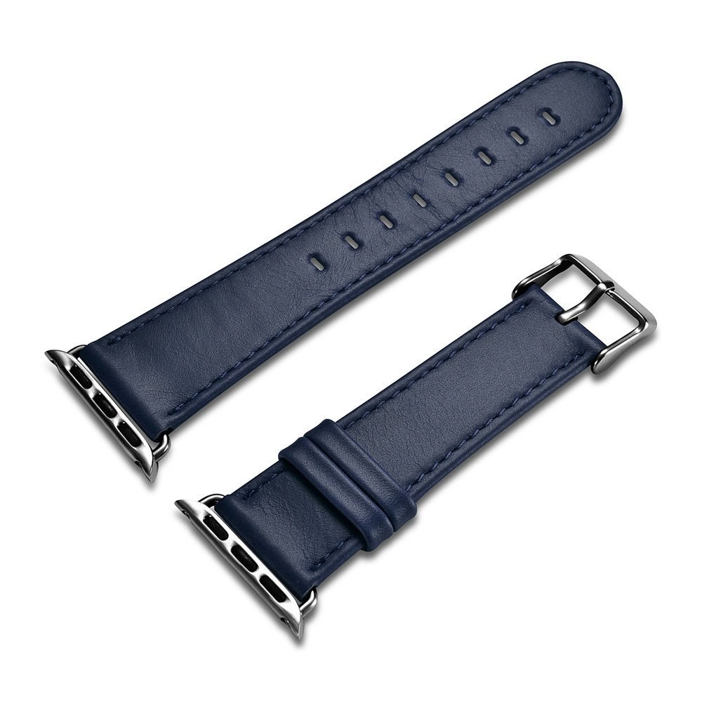 iCarer Leather Vintage band řemínek z přírodní kůže pro Watch 3 38mm / Watch 2 38mm / Watch 1 38mm tmavě modrý (RIW117-DB（38）)