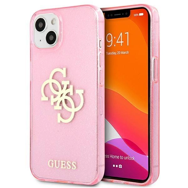 Pouzdro Guess Glitter 4G Big Logo pro iPhone 13 mini - růžové