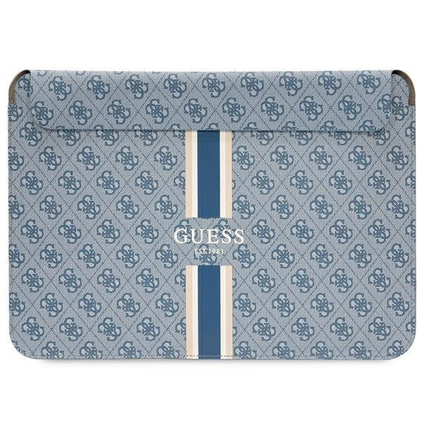 Pouzdro na notebook Guess 4G s potiskem pruhů pro 16" notebook - modré