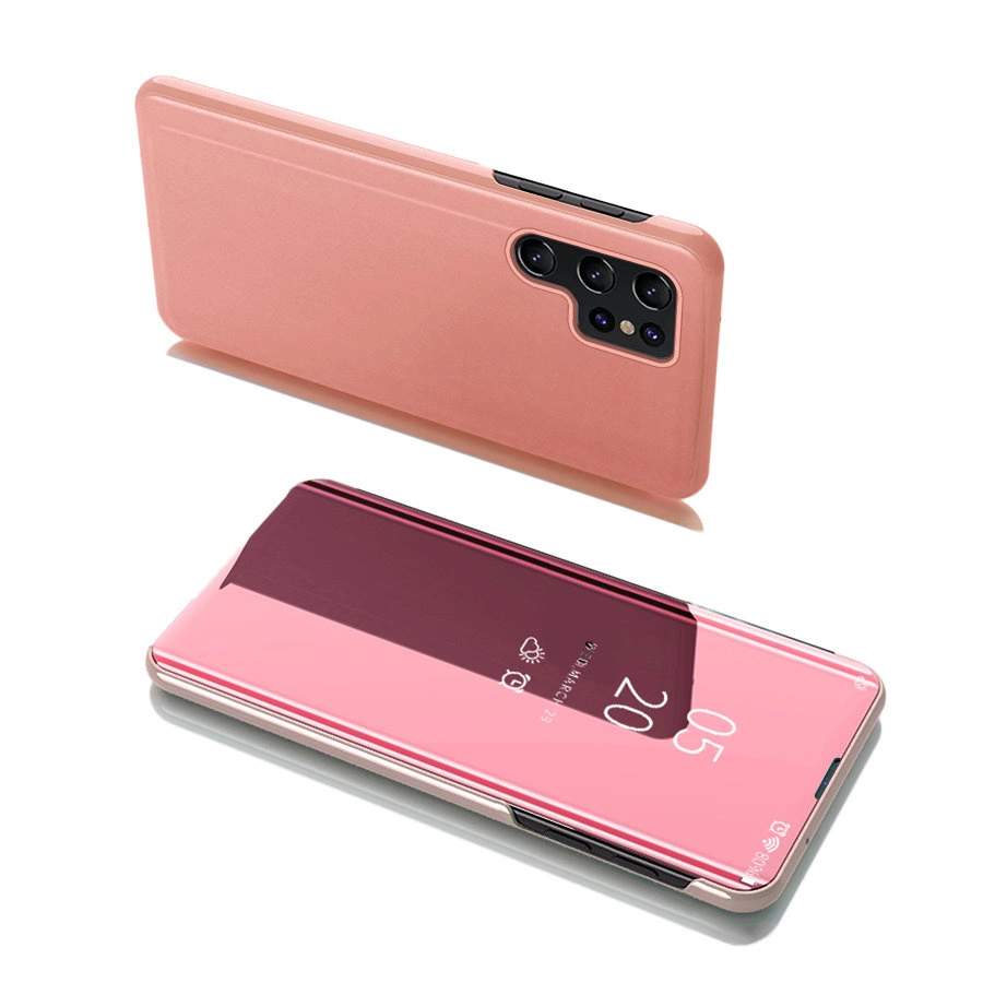 Hurtel Clear View pouzdro flipové pouzdro Samsung Galaxy S22 Ultra růžové