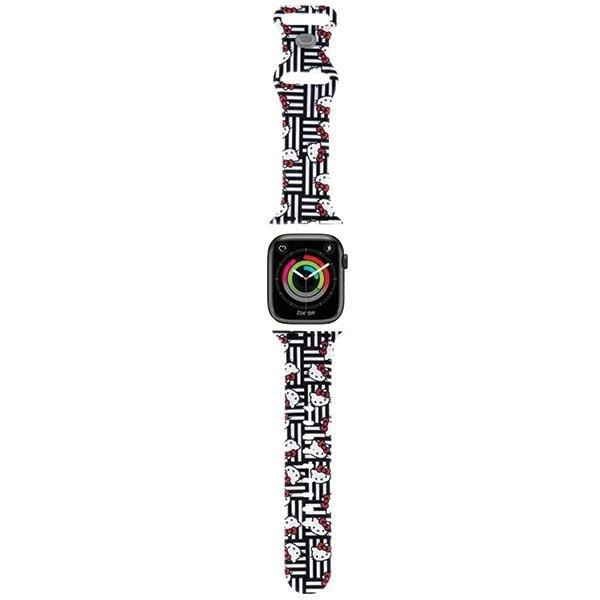 Silikonový řemínek Hello Kitty Heads & Stripes pro Apple Watch 38/40/41 mm - černý