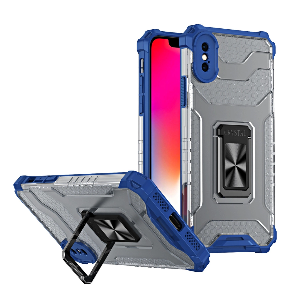 Hurtel Crystal Ring Case obrněný hybridní kryt + magnetický držák pro iPhone XS Max modrý