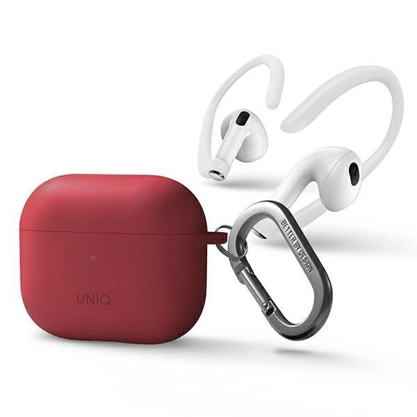 Pouzdro Uniq Nexo pro AirPods 3 + háčky na uši silikonové - červené