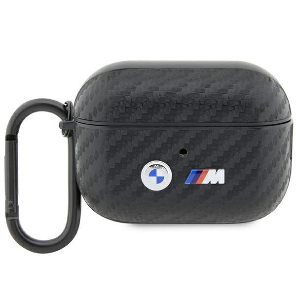 Dvojité kovové pouzdro s logem BMW Carbon pro AirPods Pro 2. generace - černé