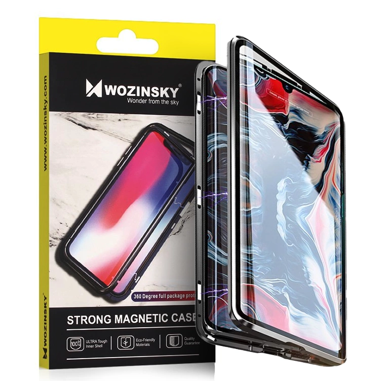 Wozinsky Full Magnetic Case magnetický 360 přední a zadní kryt s integrovaným sklem Samsung Galaxy A72 4G černý-transparentní