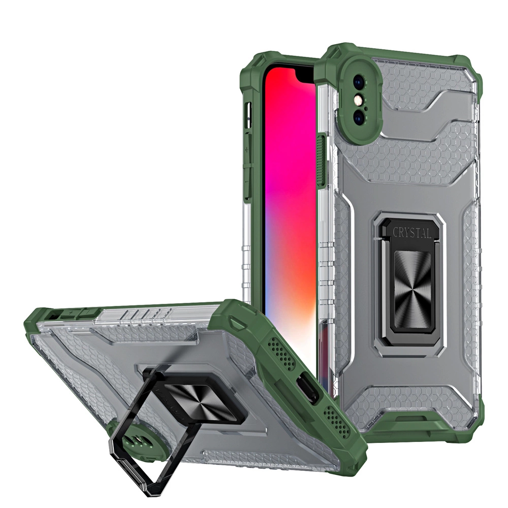 Hurtel Crystal Ring Case pancéřovaný hybridní kryt + magnetický držák iPhone XS Max zelený