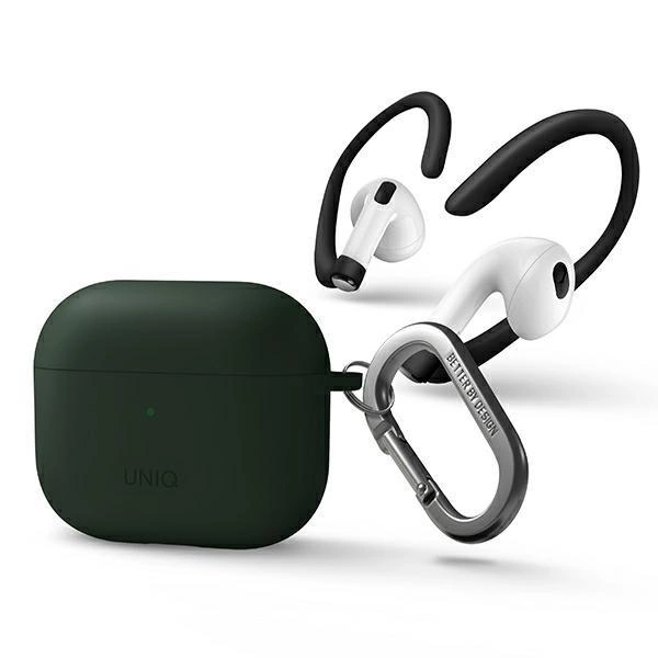 Pouzdro Uniq Nexo pro AirPods 3 + háčky na uši silikonové - zelené