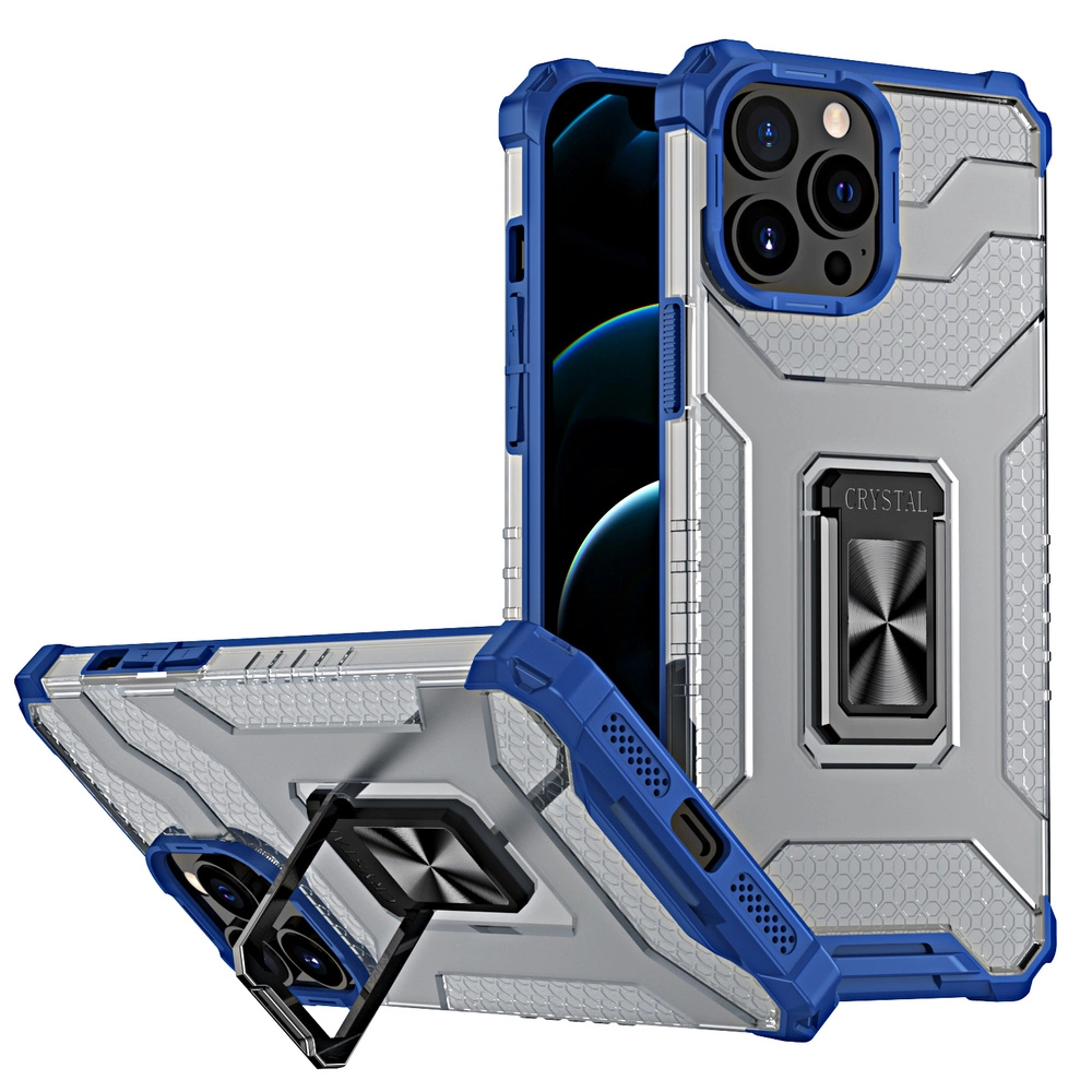 Hurtel Crystal Ring Case obrněný hybridní kryt + magnetický držák pro iPhone 11 Pro modrý