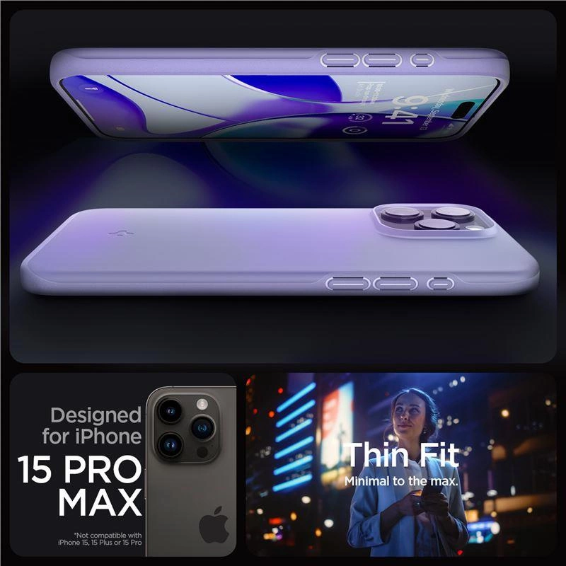 Pouzdro Spigen Thin Fit pro iPhone 15 Pro Max - fialové