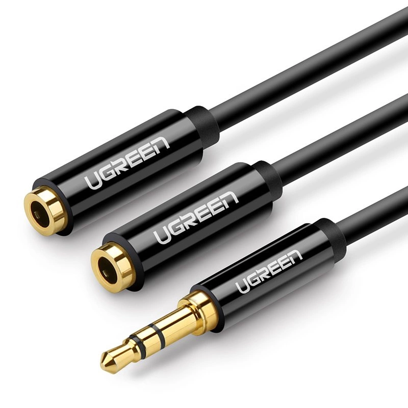 Ugreen rozbočovací kabel pro sluchátka 3,5 mm mini jack AUX 25 cm černý (20816)