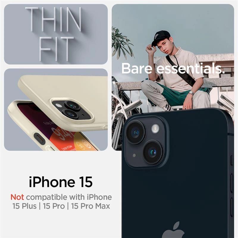 Pouzdro Spigen Thin Fit pro iPhone 15 - béžové