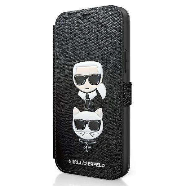 Karl Lagerfeld Saffiano Karl&Choupette pouzdro pro iPhone 12 mini - černé