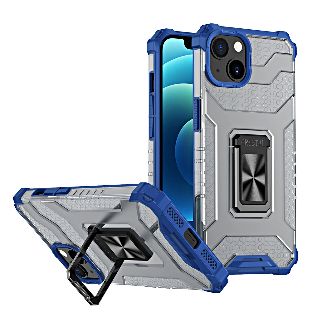 Hurtel Crystal Ring Case obrněný hybridní kryt + magnetický držák iPhone 12 modrý