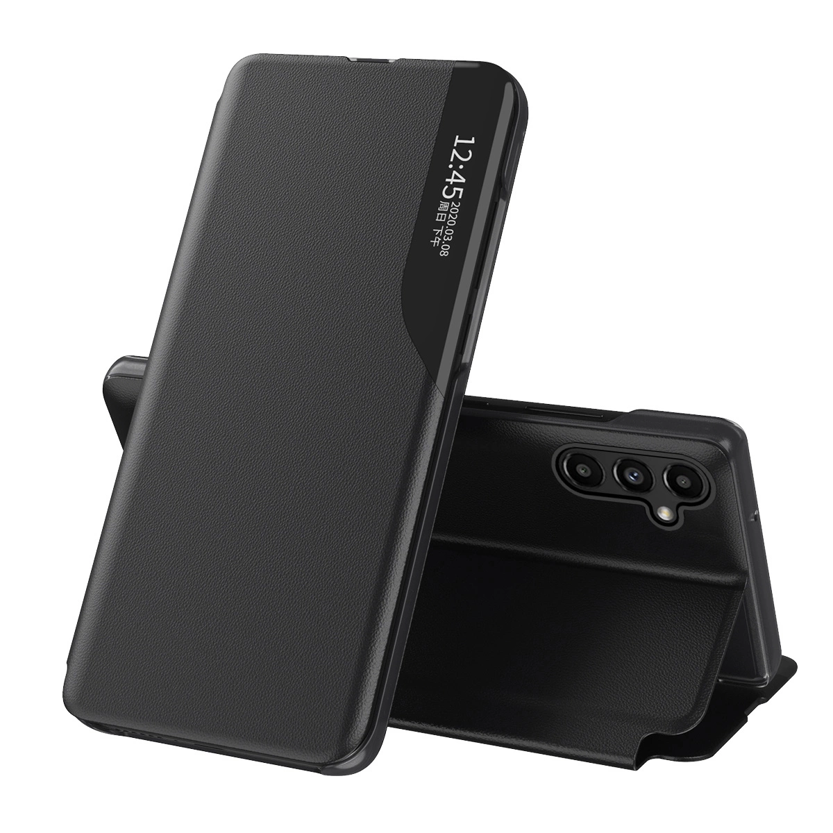 Hurtel Pouzdro Eco Leather View pro Samsung Galaxy A14 s flipovým krytem a stojánkem, černé