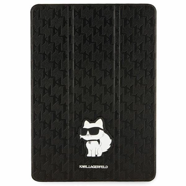 Pouzdro Karl Lagerfeld Saffiano Monogram Choupette pro iPad 10,2" - černé