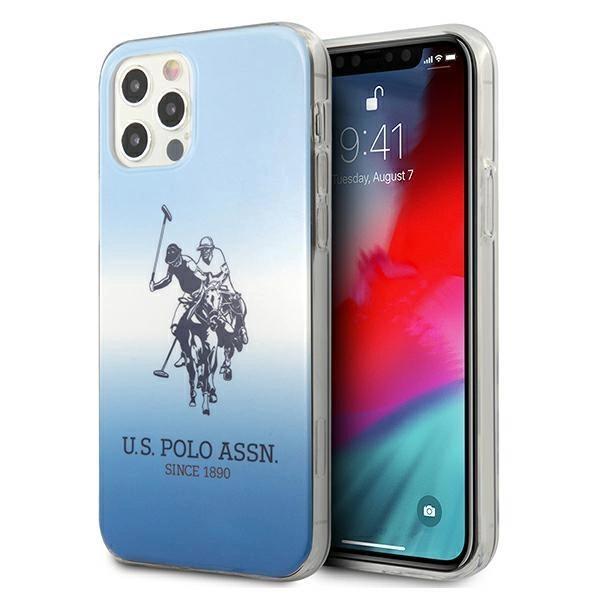 Pouzdro U.S. Polo Assn. Gradient Pattern Collection pro iPhone 12 / iPhone 12 Pro - modré