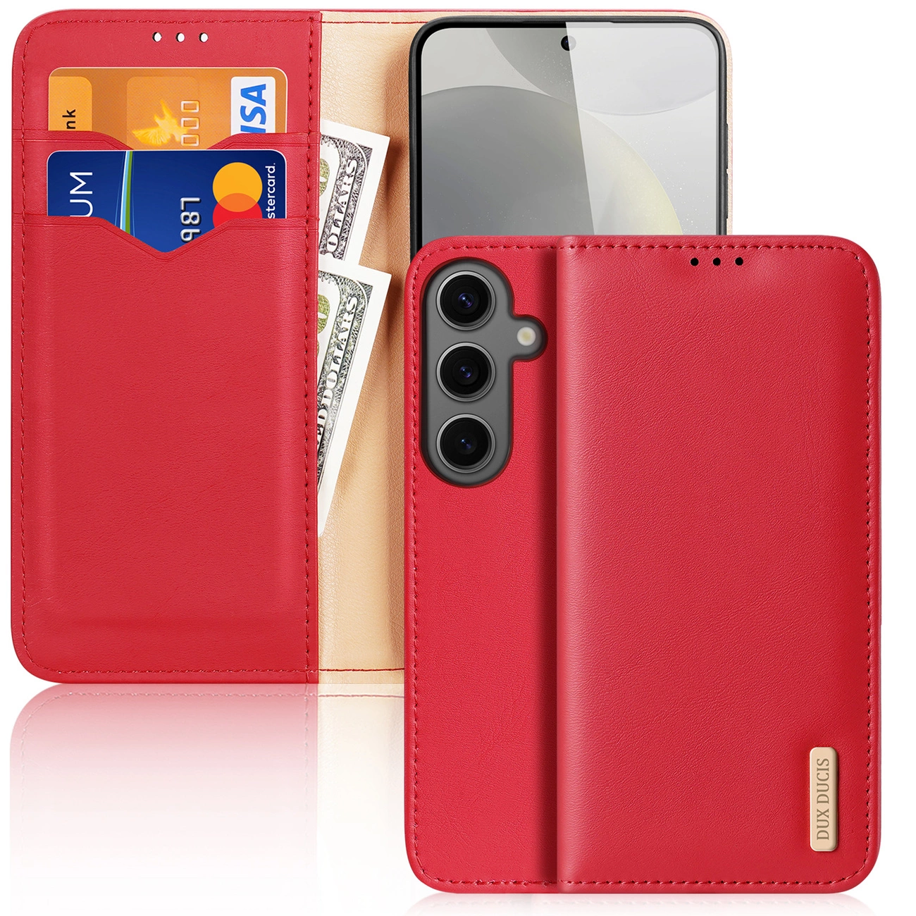 Dux Ducis Hivo flipové pouzdro se zámkem RFID pro Samsung Galaxy S24 - červené