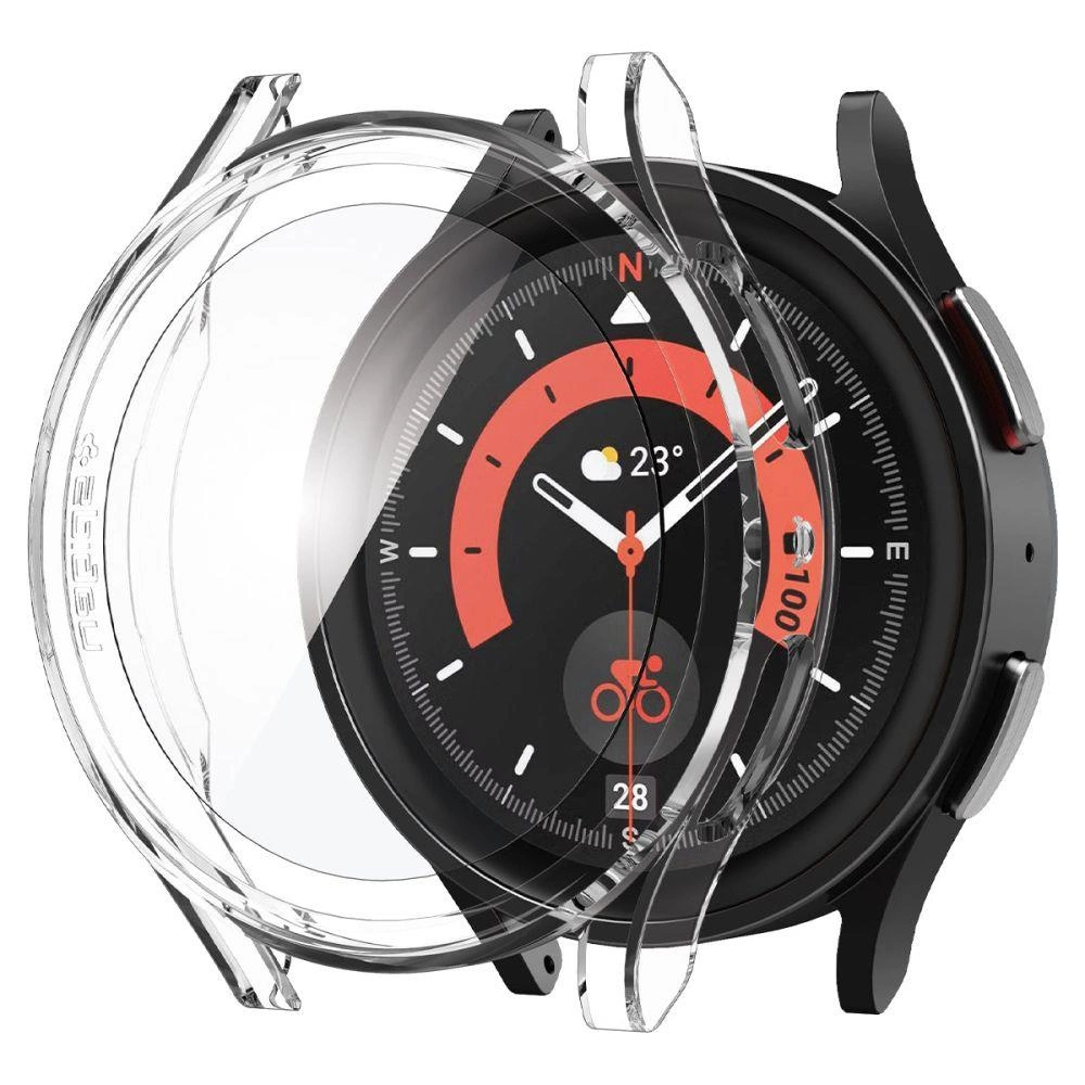 Sada pouzdra a tvrzeného skla Spigen Thin Fit pro Samsung Galaxy Watch 5 Pro (45 mm) - čirá