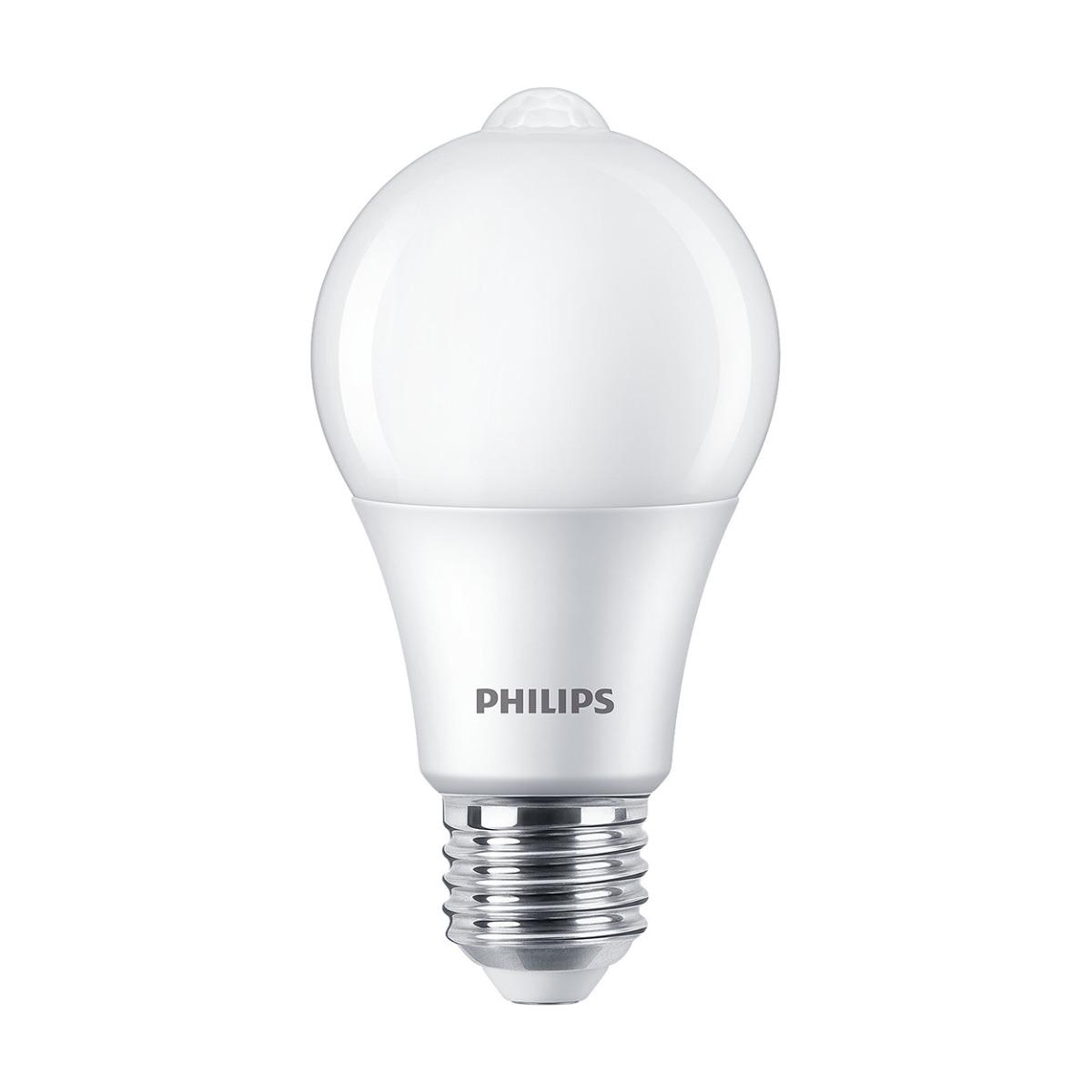 LED žárovka LED E27 A60 8W = 60W 806lm 2700K Teplá bílá 280° PHILIPS čidlo pohybu PHLED7705