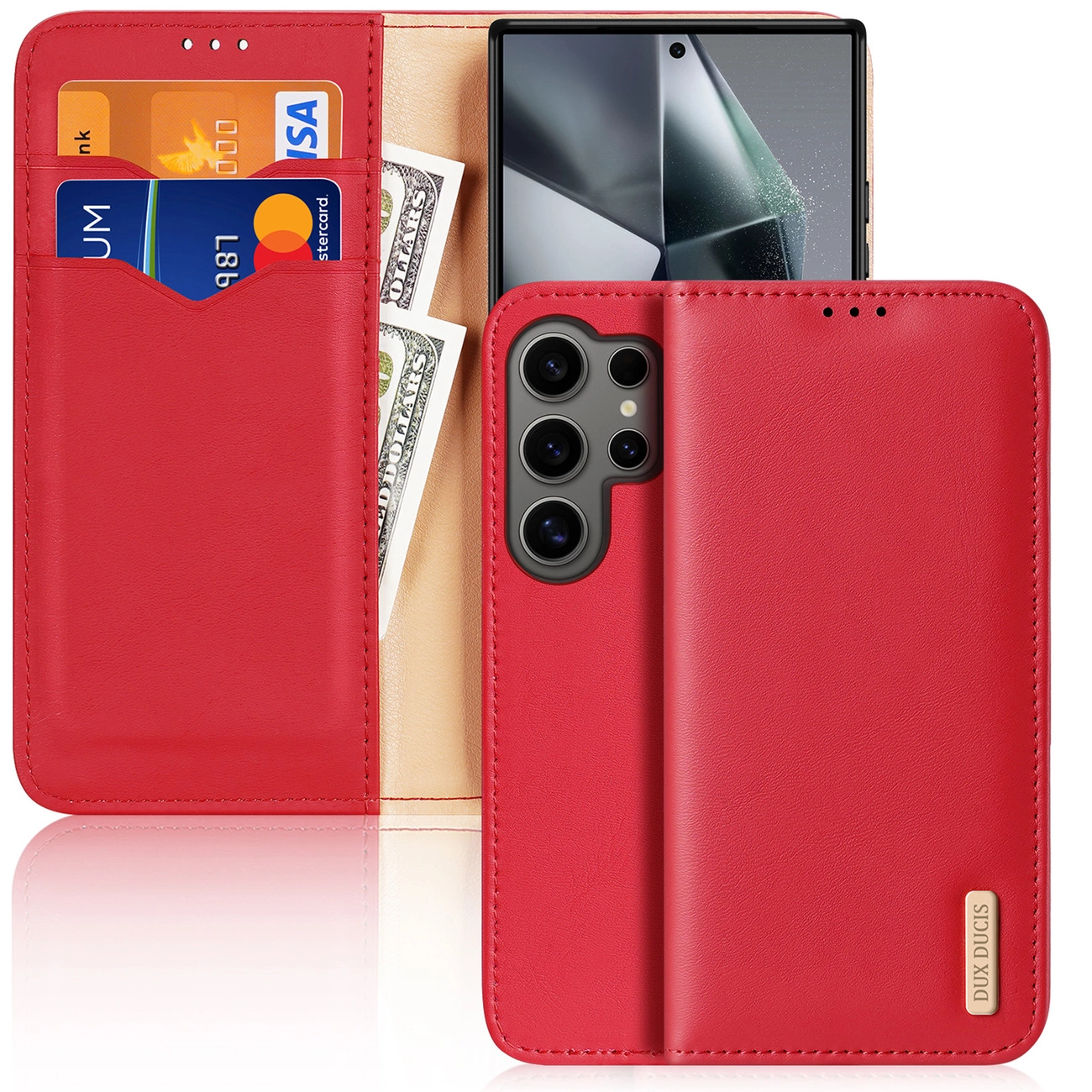 Dux Ducis Hivo flipové pouzdro se zámkem RFID pro Samsung Galaxy S24 Ultra - červené