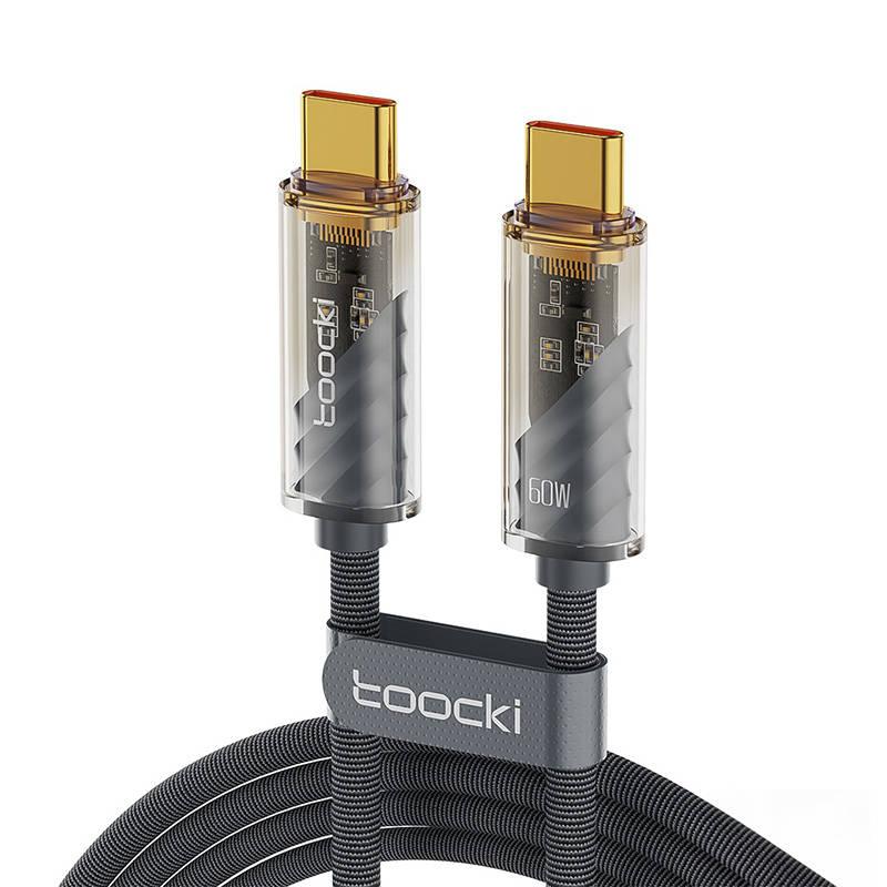 Kabel USB-C na USB-C Toocki, 1m, PD 60W (šedý)