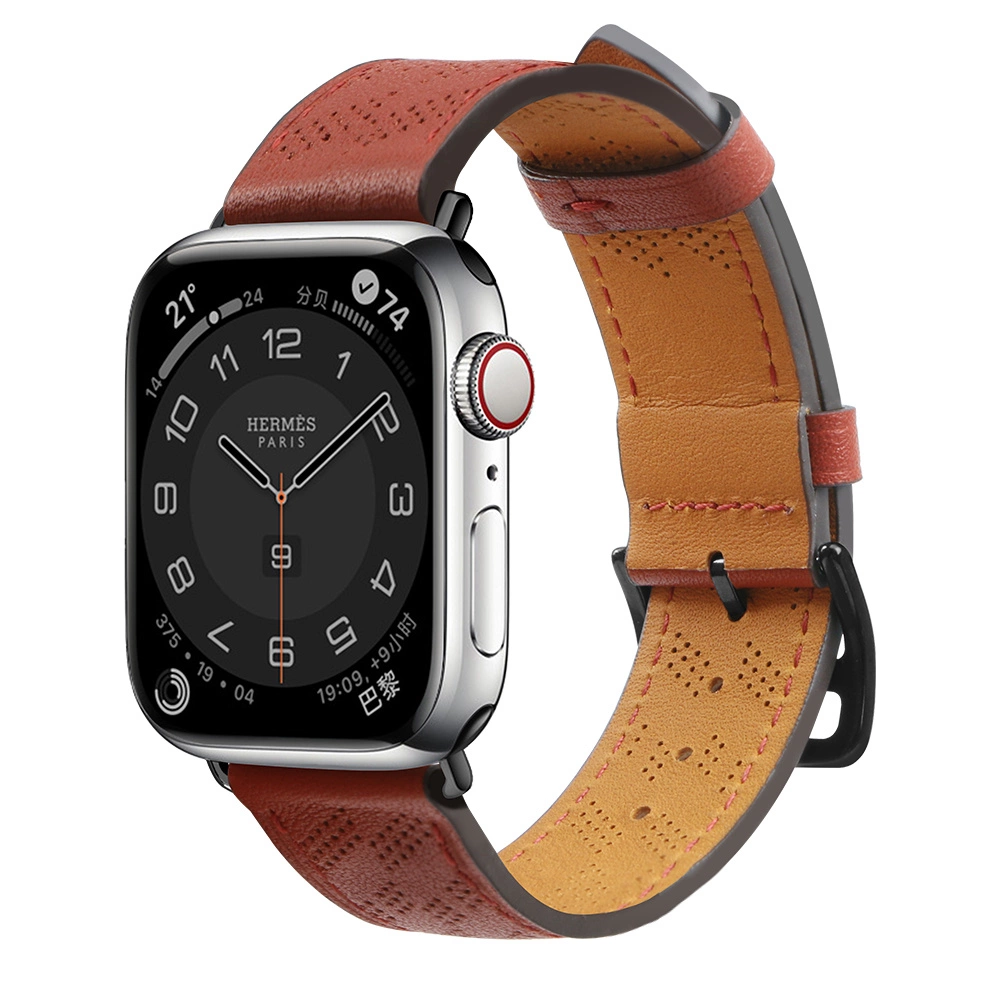 Hurtel Kožený řemínek Apple Watch Ultra, SE, 9, 8, 7, 6, 5, 4, 3, 2, 1 (49, 45, 44, 42 mm) náramek červený