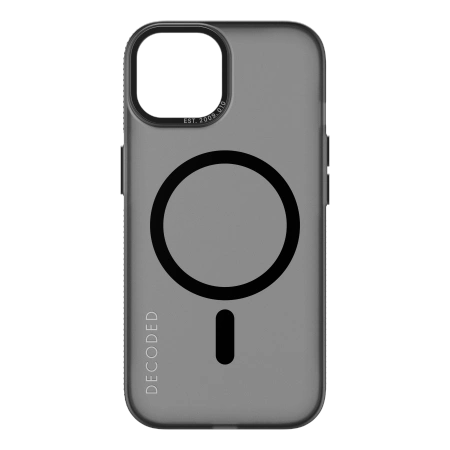 Průhledné pouzdro Decoded Grip s MagSafe pro iPhone 15 - šedé/černé