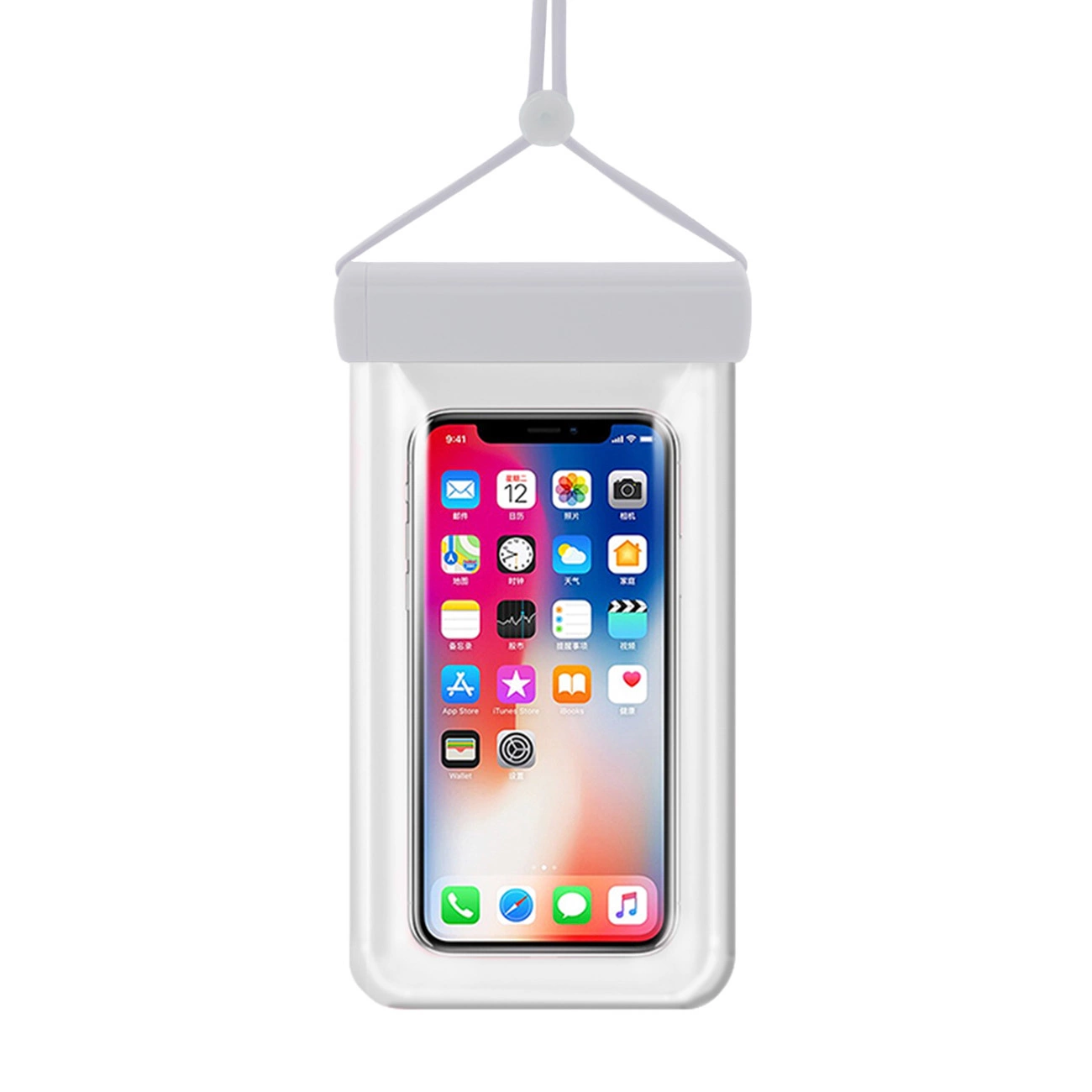 Hurtel Vodotěsné pouzdro na telefon 115 mm x 220 mm, taška na bazén, pláž, bílá