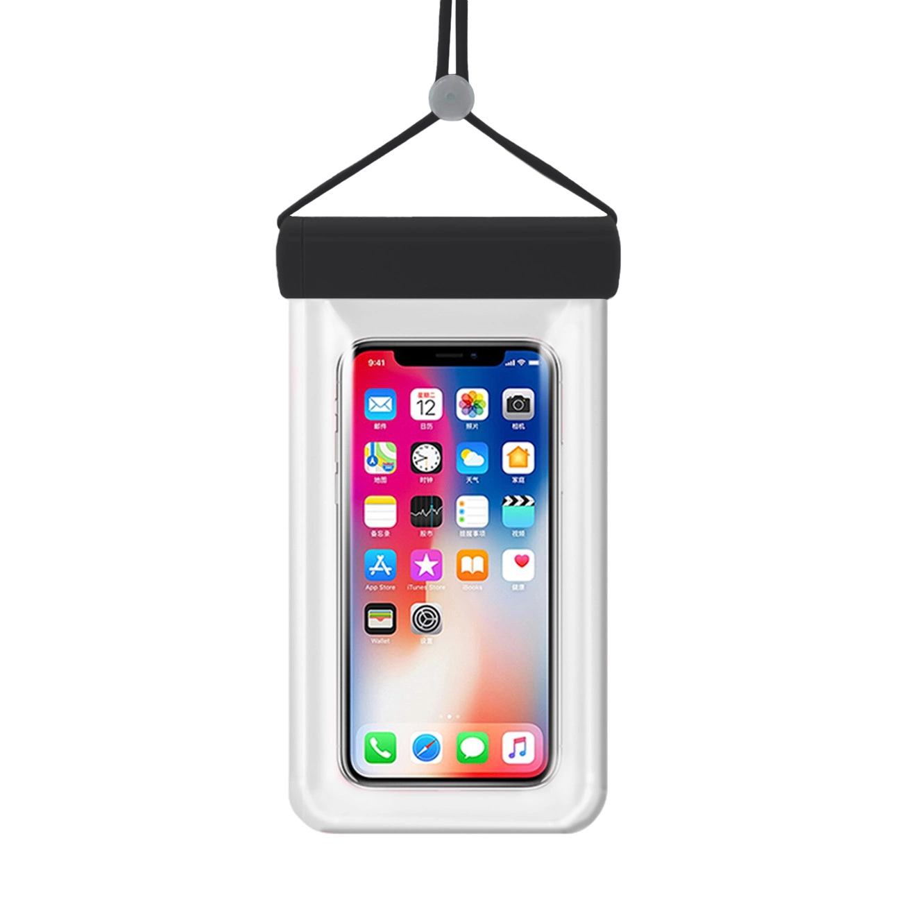 Hurtel Vodotěsné pouzdro na telefon 115 mm x 220 mm, taška na bazén, pláž, černá