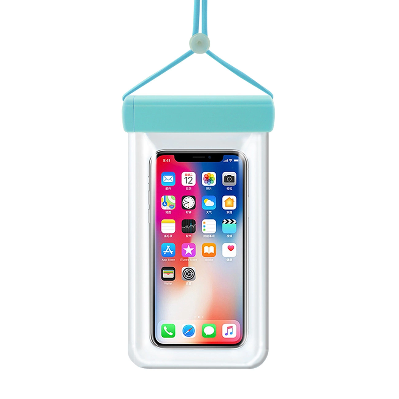 Hurtel Vodotěsné pouzdro na telefon 115 mm x 220 mm, taška na bazén, pláž, světle modrá