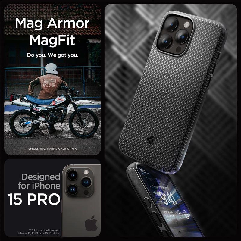 Spigen Mag Armor pouzdro s MagSafe pro iPhone 15 Pro - matně černé