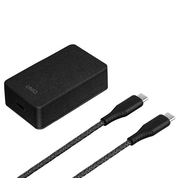 UNIQ Versa Slim LITHOS Collective USB-C PD 18W síťová nabíječka + kabel USB-C / USB-C - černá