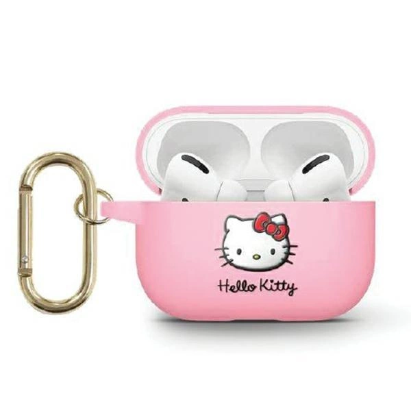 Hello Kitty Silikonové pouzdro 3D Kitty Head pro AirPods 3 - růžové
