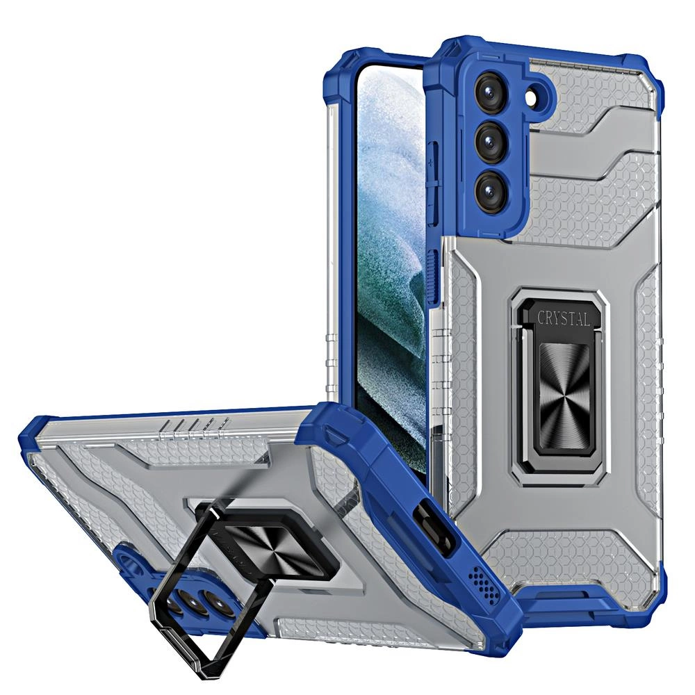 Hurtel Crystal Ring Case pancéřovaný hybridní kryt + magnetický držák Samsung Galaxy S22+ (S22 Plus) modrý