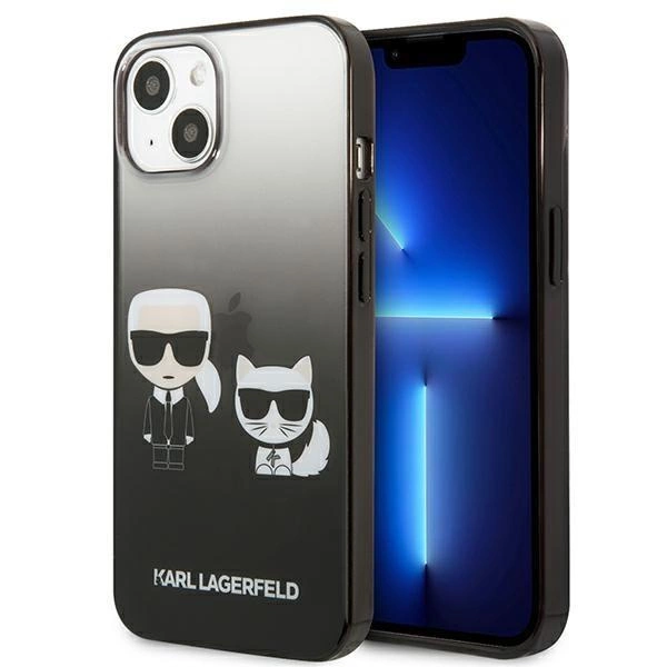 Karl Lagerfeld Gradient Ikonik Karl&Choupette pouzdro pro iPhone 13 mini - černé