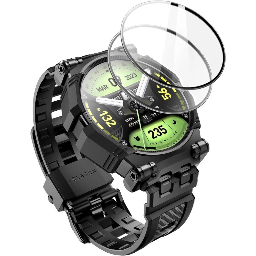 Sada pouzdra, řemínku a skla Supcase IBLSN ArmorBox pro Samsung Galaxy Watch 4 / 5 / 6 (44 mm) - černá