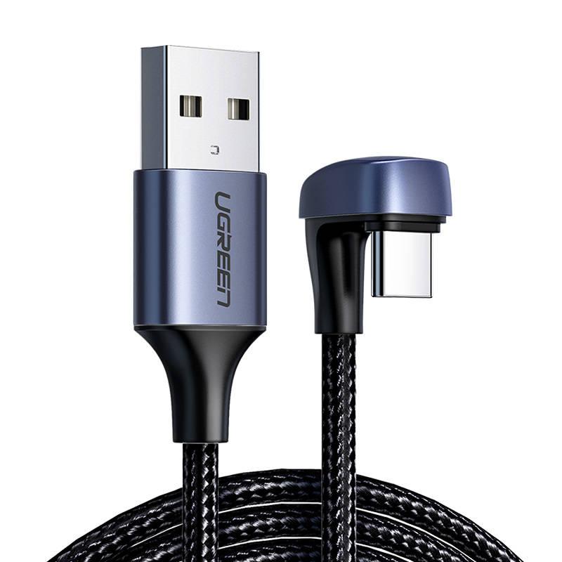 Kabel USB2.0 samec na USB-C, úhlový UGREEN 3A, 2 m (černý)